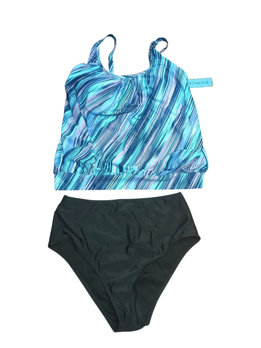 Yonique Women's Blouson Tankini Loose Fit Modest Two Piece Swimsuit Size Small.